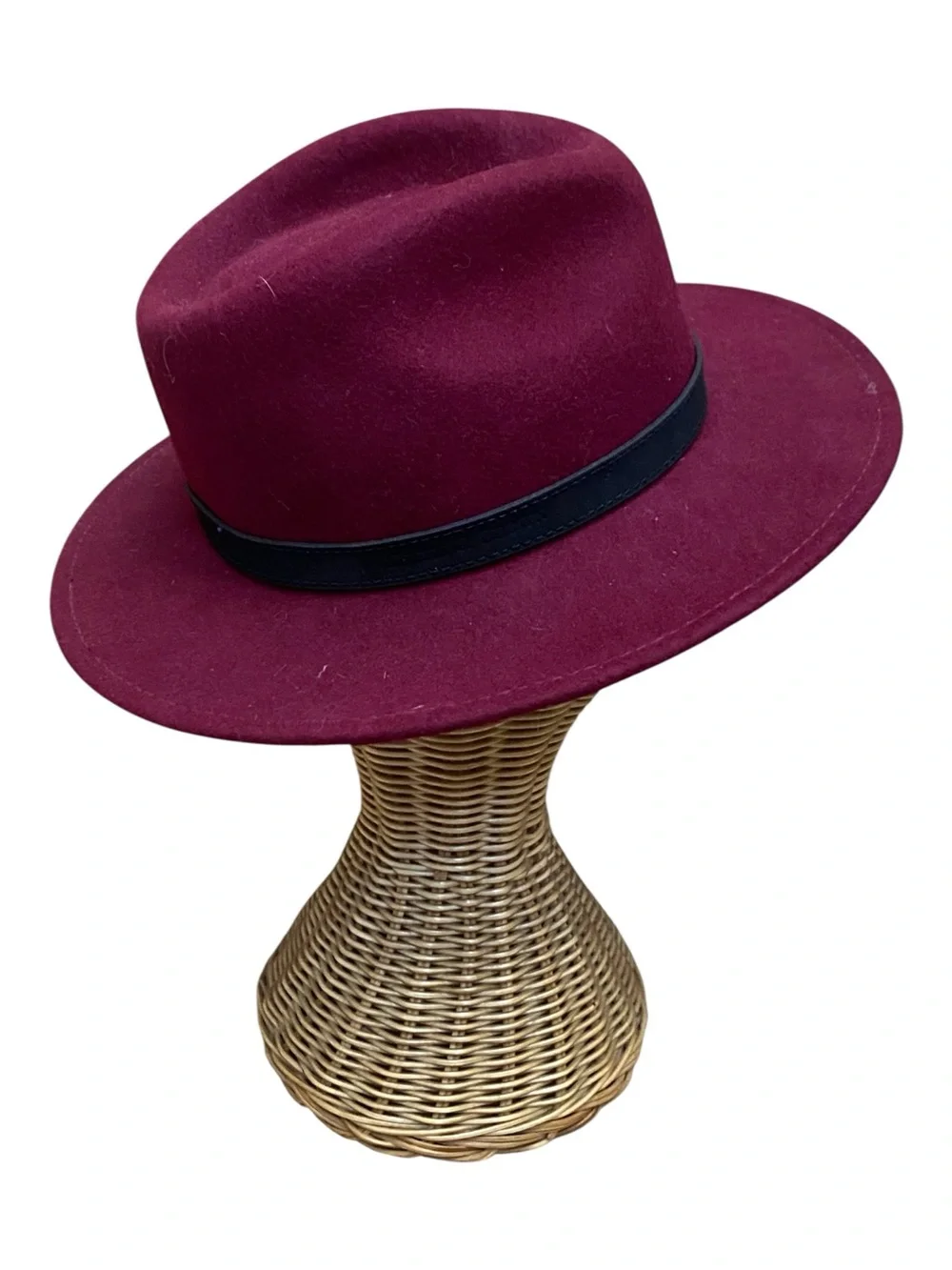 Hicks & Brown Womens 100% Wool Maroon Derby Fedora Hat